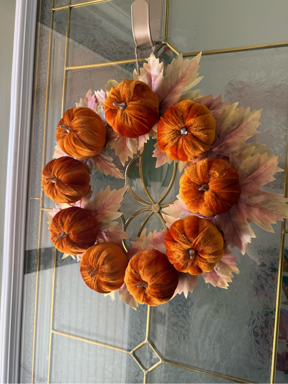 Handmade Autumn Velvet Pumpkin Wreath